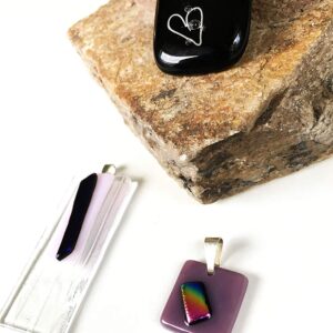 Fused Glass Pendant Necklace Set Of 3