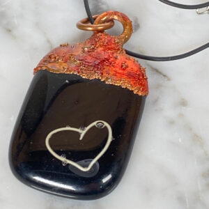 Electroformed Copper Pendant Fine Silver Heart