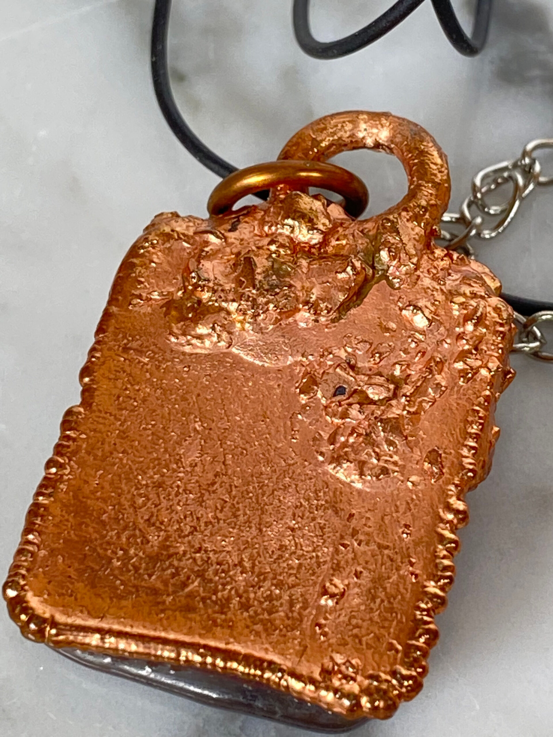 Electroformed Copper Pendant Fine Silver Heart Red Fused Glass Electroformed Copper Pendant Fine Silver Heart Red Fused Glass