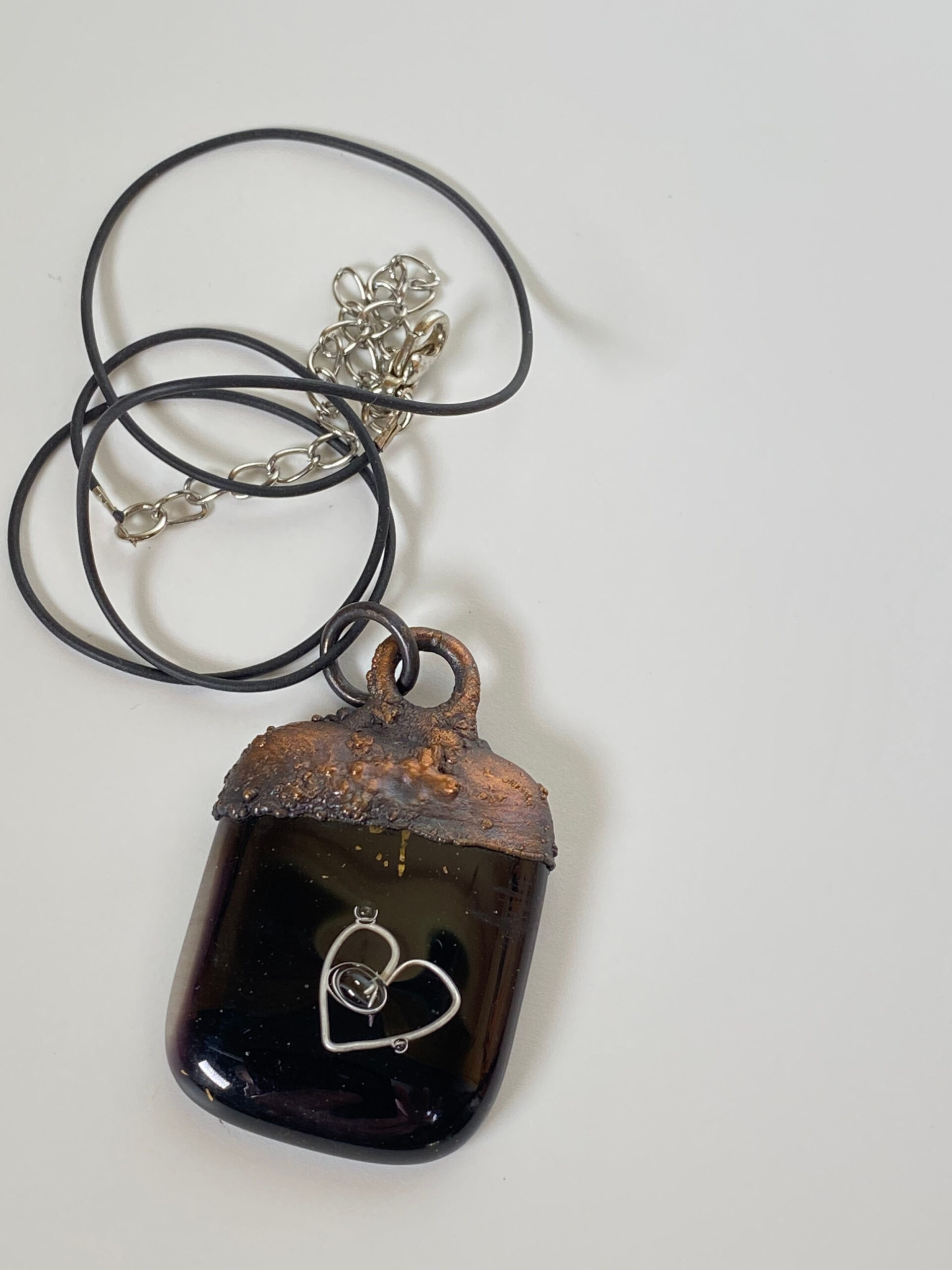 Electroformed Copper Pendant Fine Silver Heart Electroformed Copper Pendant Fine Silver Heart