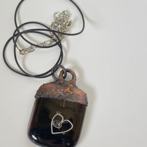 Electroformed Copper Pendant Fine Silver Heart