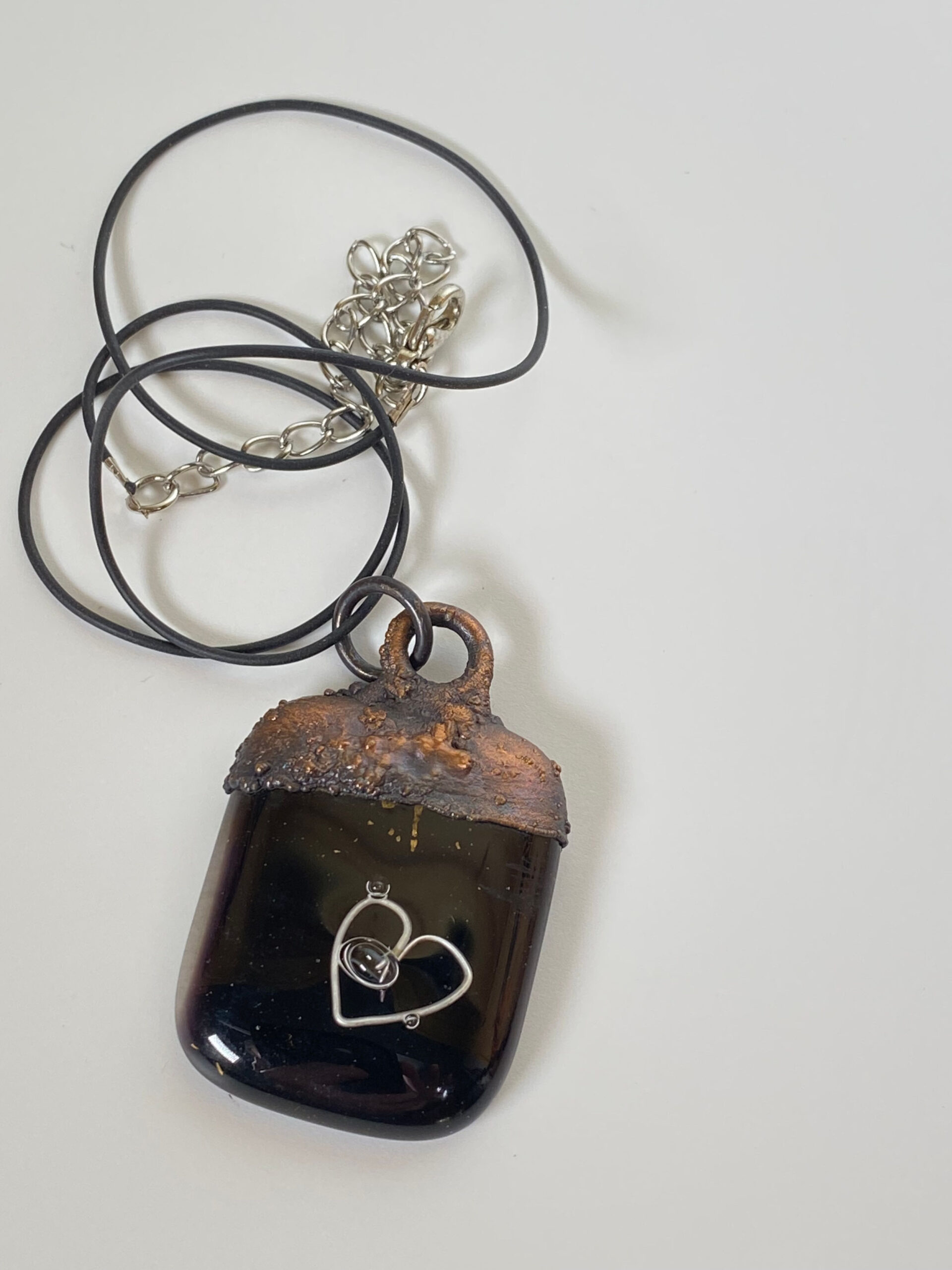 Electroformed Copper Pendant Fine Silver Heart Electroformed Copper Pendant Fine Silver Heart