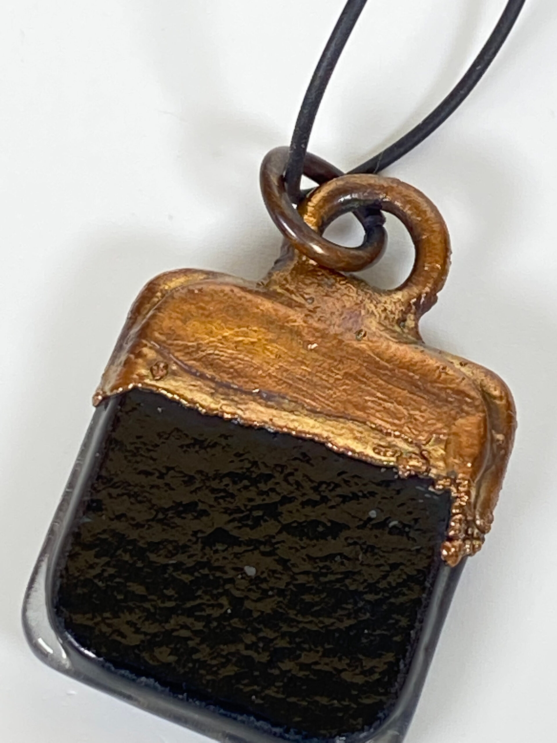 Electroformed Copper Pendant Fine Silver Black Star Of David Fused Glass Electroformed Copper Pendant Fine Silver Black Star Of David Fused Glass