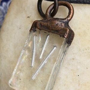 Modern Jewish Fine Silver Shin Pendant with Electroformed Copper and Fused Glass