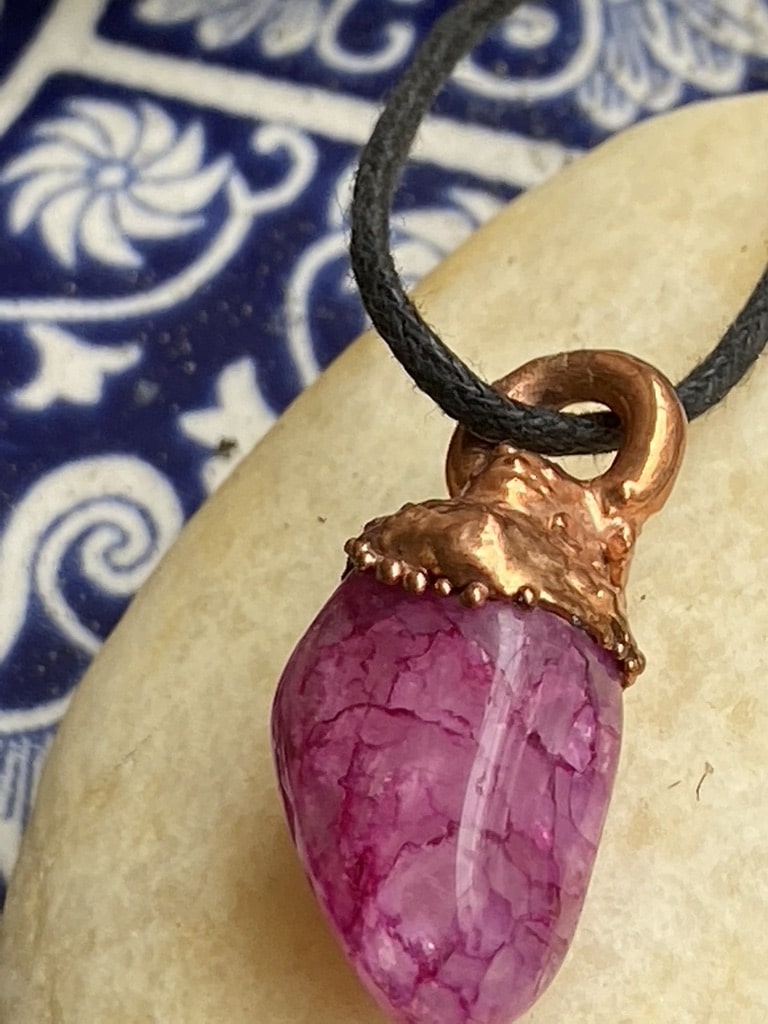 Statement-Making Electroformed Copper Lepidolite Pendant Statement-Making Electroformed Copper Lepidolite Pendant