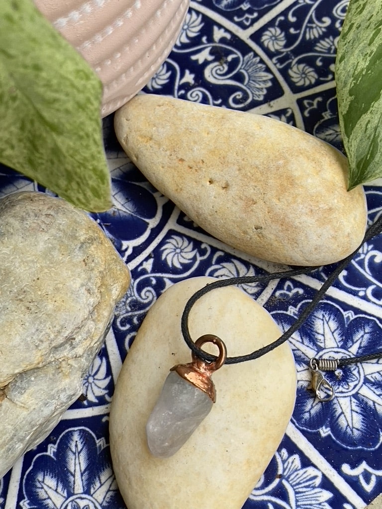 Electroformed Copper And White Quartz Crystal Pendant Electroformed Copper And White Quartz Crystal Pendant