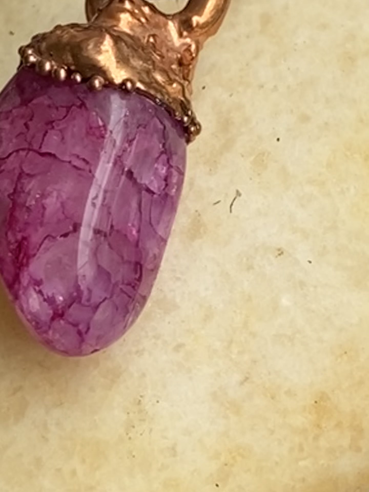 Statement-Making Electroformed Copper Lepidolite Pendant Statement-Making Electroformed Copper Lepidolite Pendant