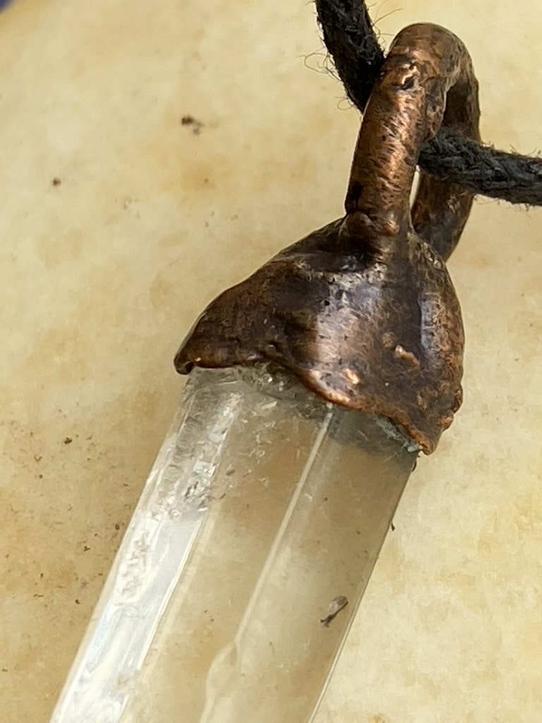 Electroformed Copper Pendant Featuring Natural Crystal White Quartz Small Points Electroformed Copper Pendant Featuring Natural Crystal White Quartz Small Points