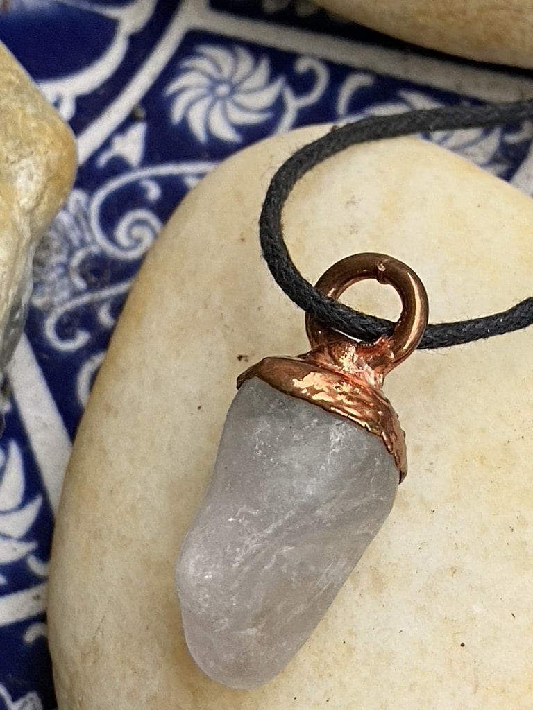 Electroformed Copper And White Quartz Crystal Pendant Electroformed Copper And White Quartz Crystal Pendant