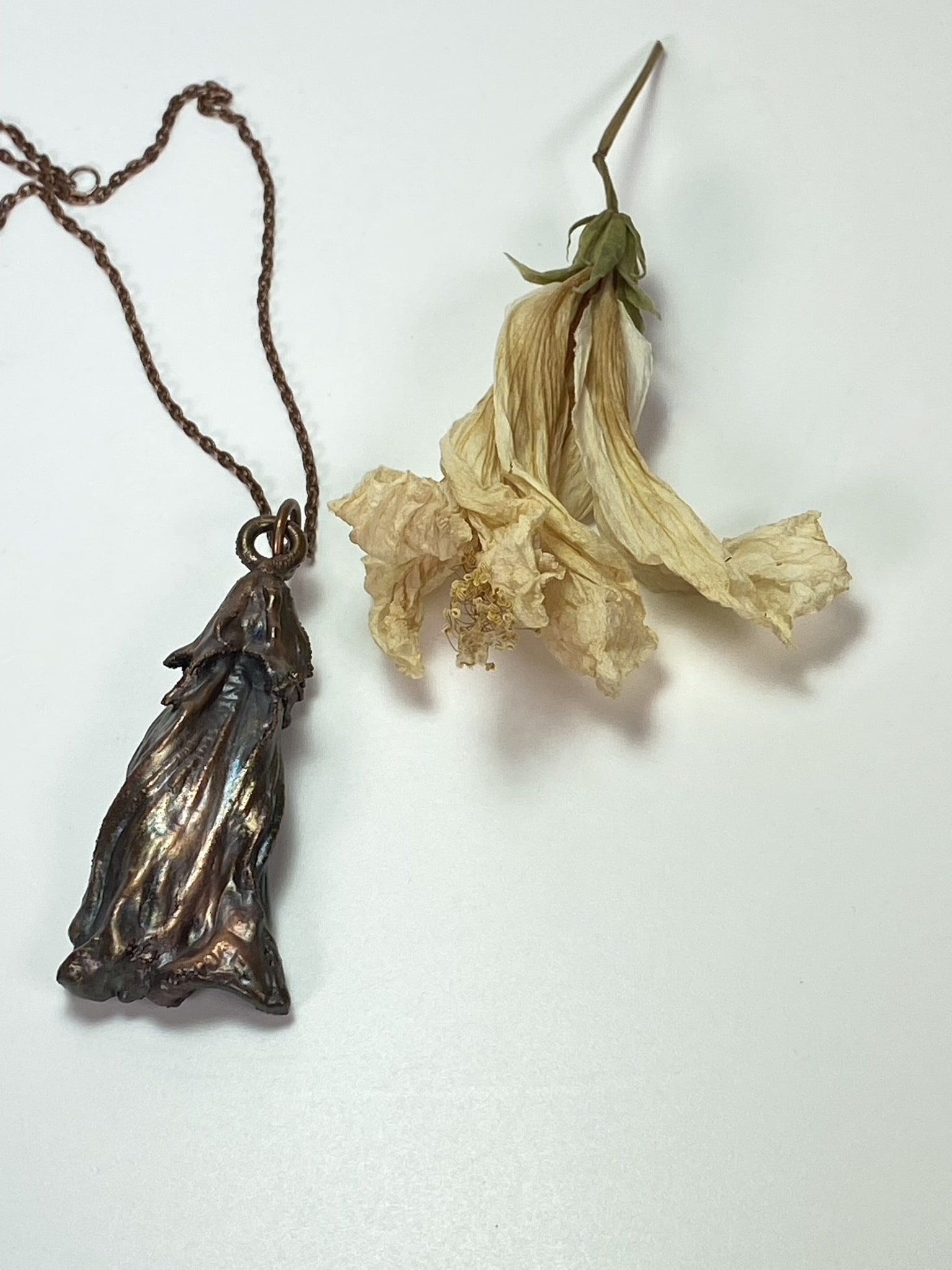 D4D8F1F8-B4FA-4293-A509-2CC41BFDFA5B_1_102_a-min Electroformed Copper Pendant Hand-Crafted Organic Hibiscus Design "Must Have Statement Piece"