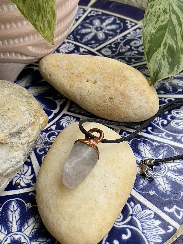 Electroformed Copper And White Quartz Crystal Pendant Electroformed Copper And White Quartz Crystal Pendant