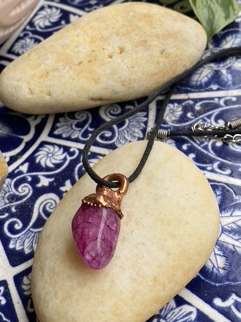 Statement-Making Electroformed Copper Lepidolite Pendant Statement-Making Electroformed Copper Lepidolite Pendant