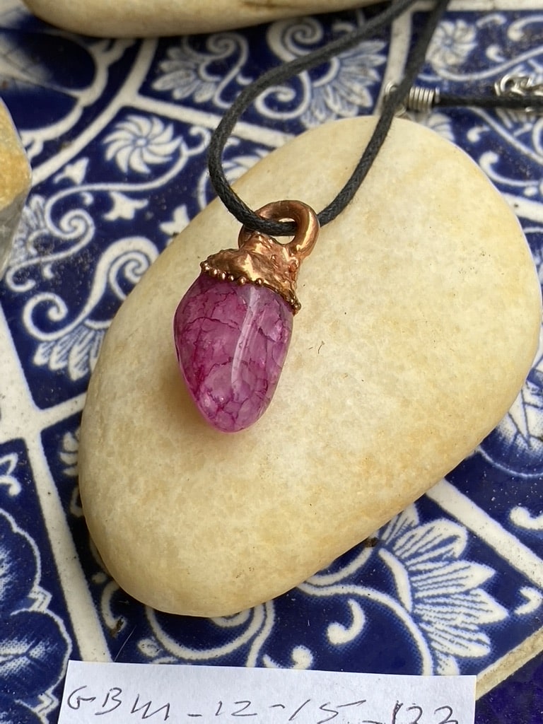 Statement-Making Electroformed Copper Lepidolite Pendant Statement-Making Electroformed Copper Lepidolite Pendant