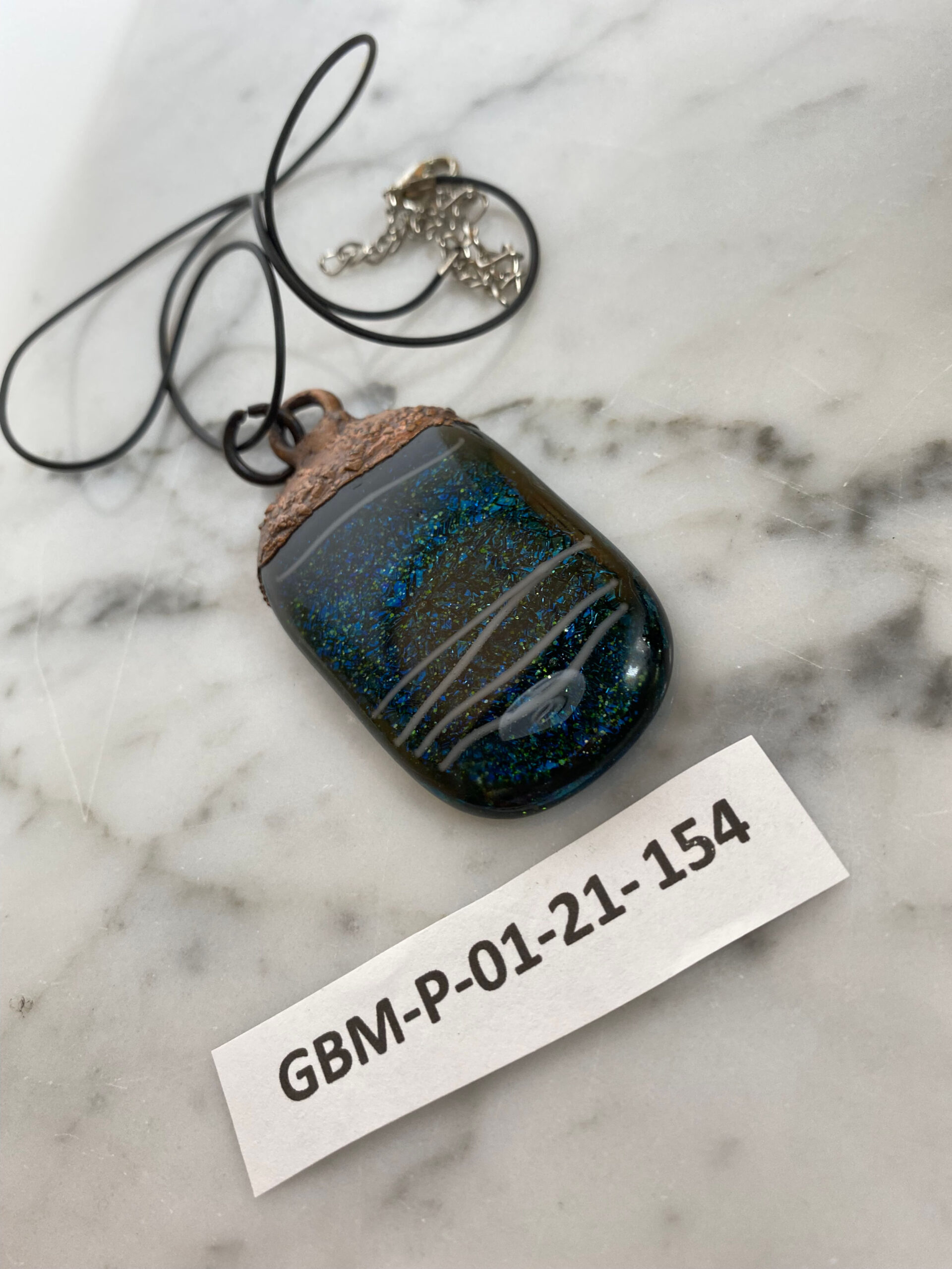 Electroformed Copper Pendant Green Fused Glass Electroformed Copper Pendant Green Fused Glass