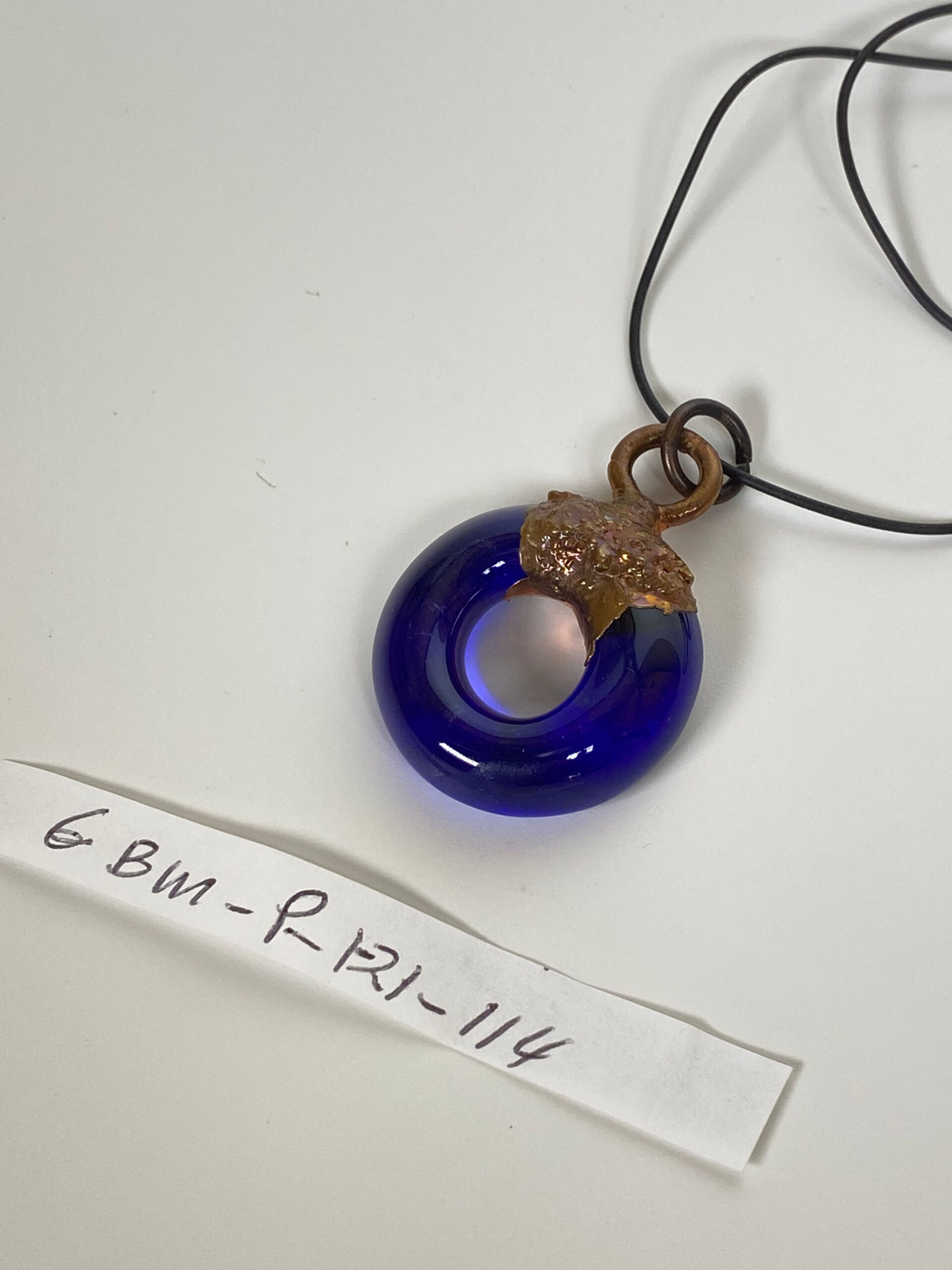 Electroformed Copper Pendant Blue Recycled Glass (Save The Environment) Electroformed Copper Pendant Blue Recycled Glass (Save The Environment)