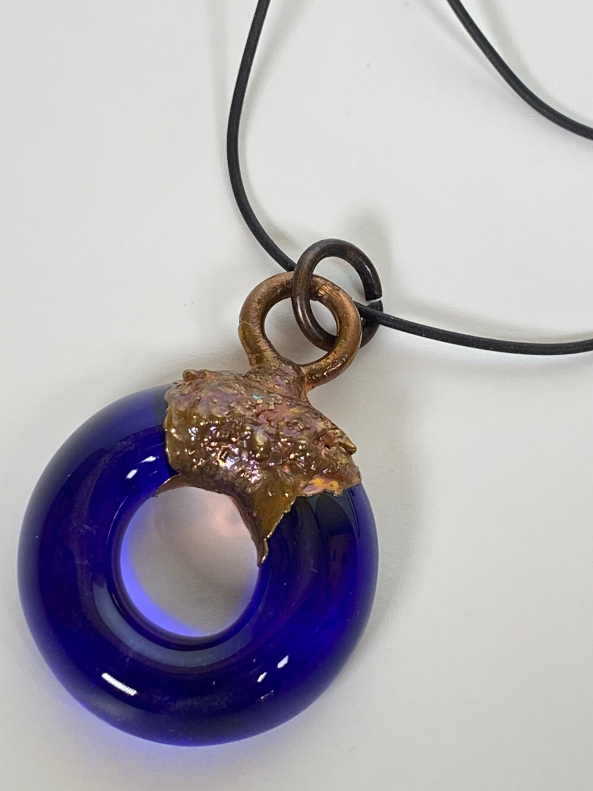 Electroformed Copper Pendant Blue Recycled Glass (Save The Environment) Electroformed Copper Pendant Blue Recycled Glass (Save The Environment)