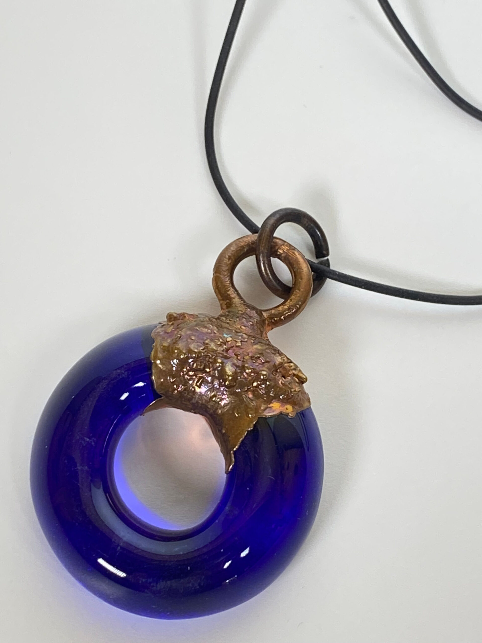 Electroformed Copper Pendant Blue Recycled Glass (Save The Environment) Electroformed Copper Pendant Blue Recycled Glass (Save The Environment)