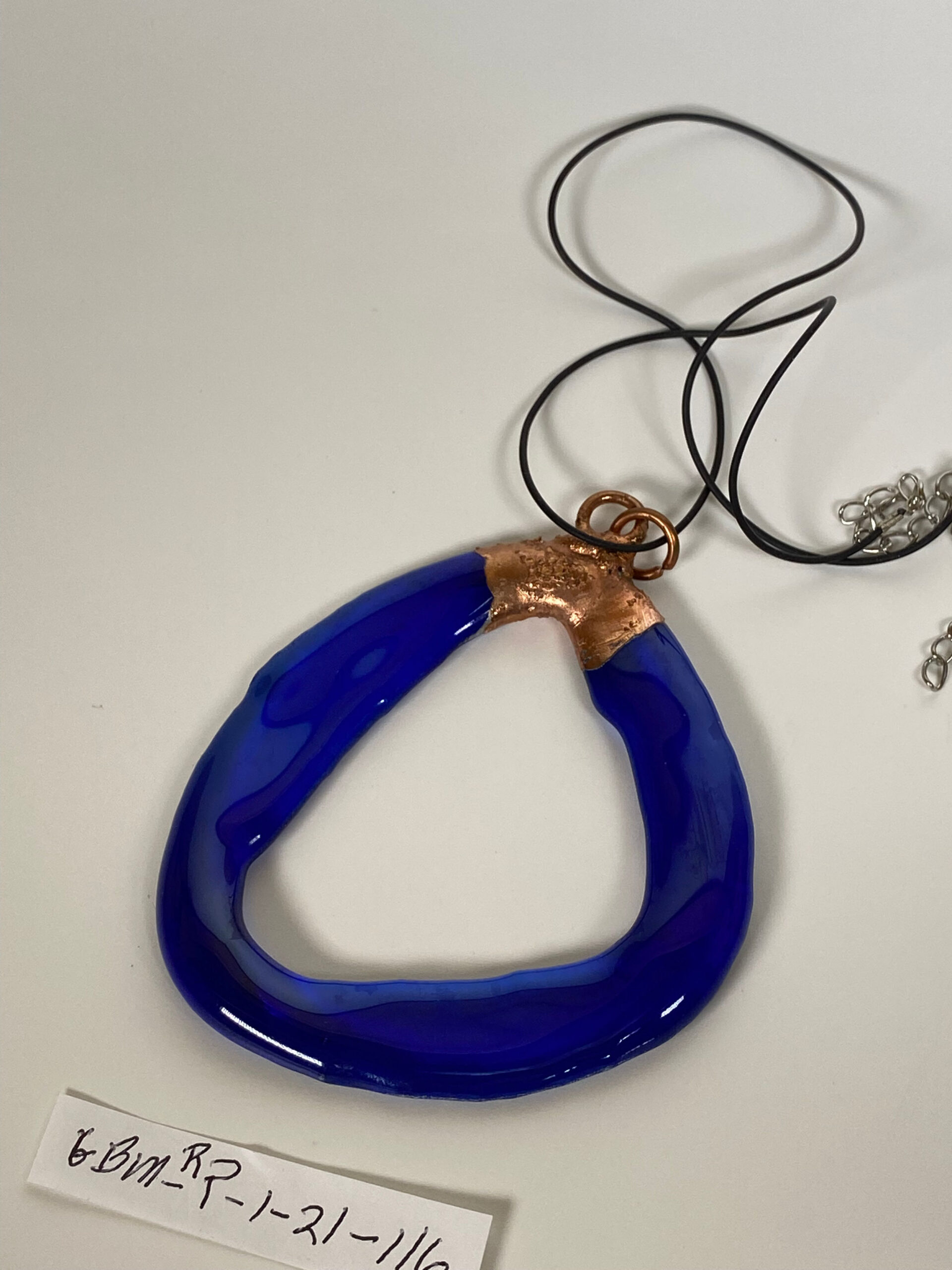 Electroformed Copper Pendant Blue Recycled Glass (Save The Environment) Electroformed Copper Pendant Blue Recycled Glass (Save The Environment)