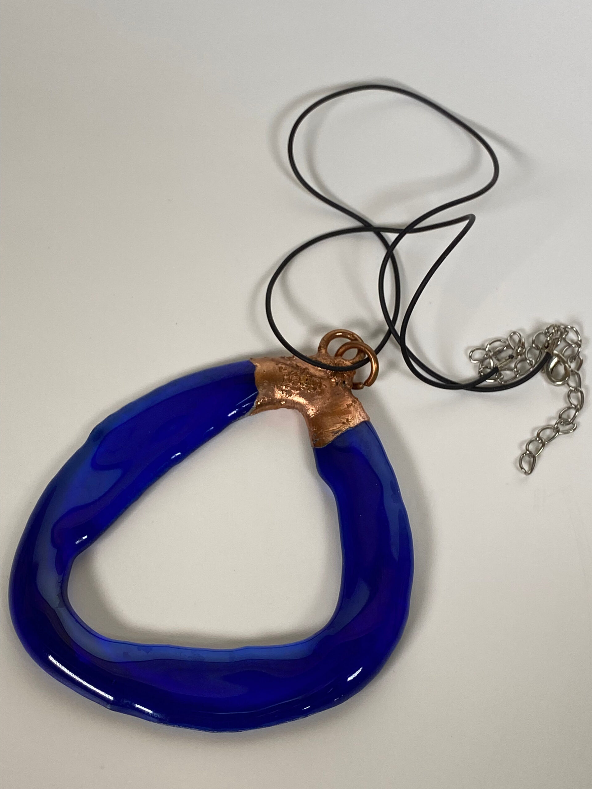 Electroformed Copper Pendant Blue Recycled Glass (Save The Environment) Electroformed Copper Pendant Blue Recycled Glass (Save The Environment)