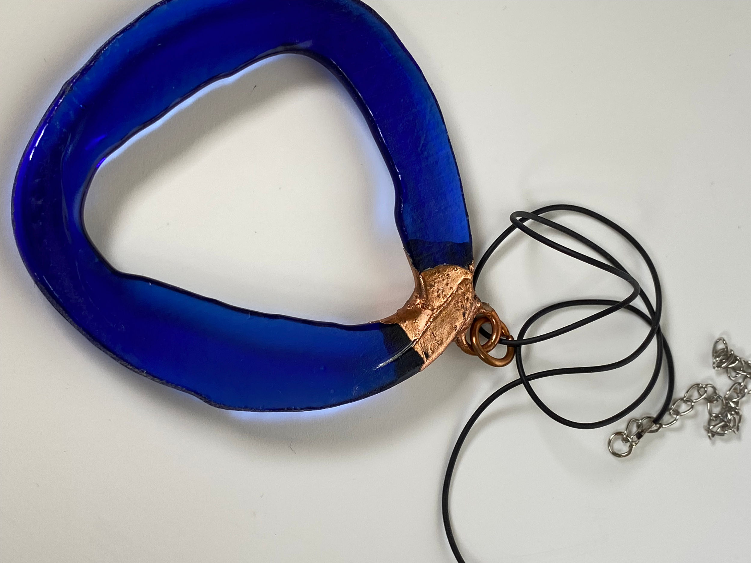 Electroformed Copper Pendant Blue Recycled Glass (Save The Environment) Electroformed Copper Pendant Blue Recycled Glass (Save The Environment)