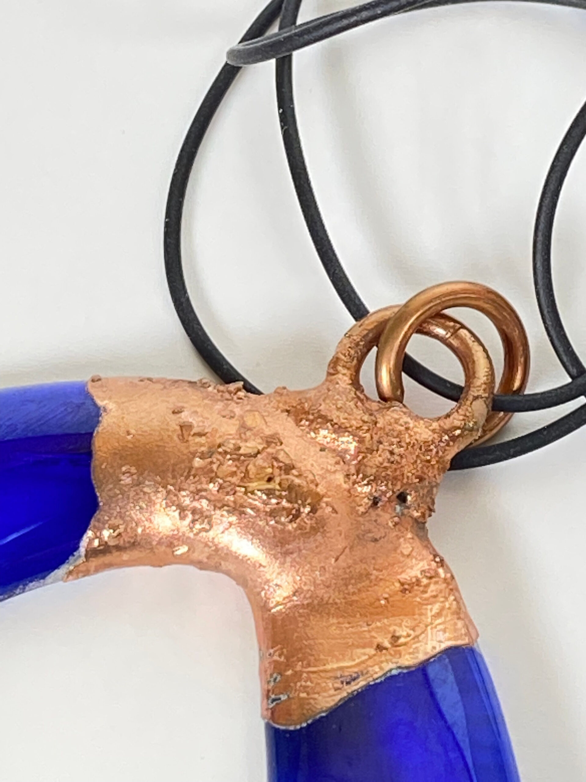 Electroformed Copper Pendant Blue Recycled Glass (Save The Environment) Electroformed Copper Pendant Blue Recycled Glass (Save The Environment)