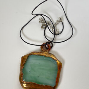 Electroformed Copper Pendant Green Fused Glass