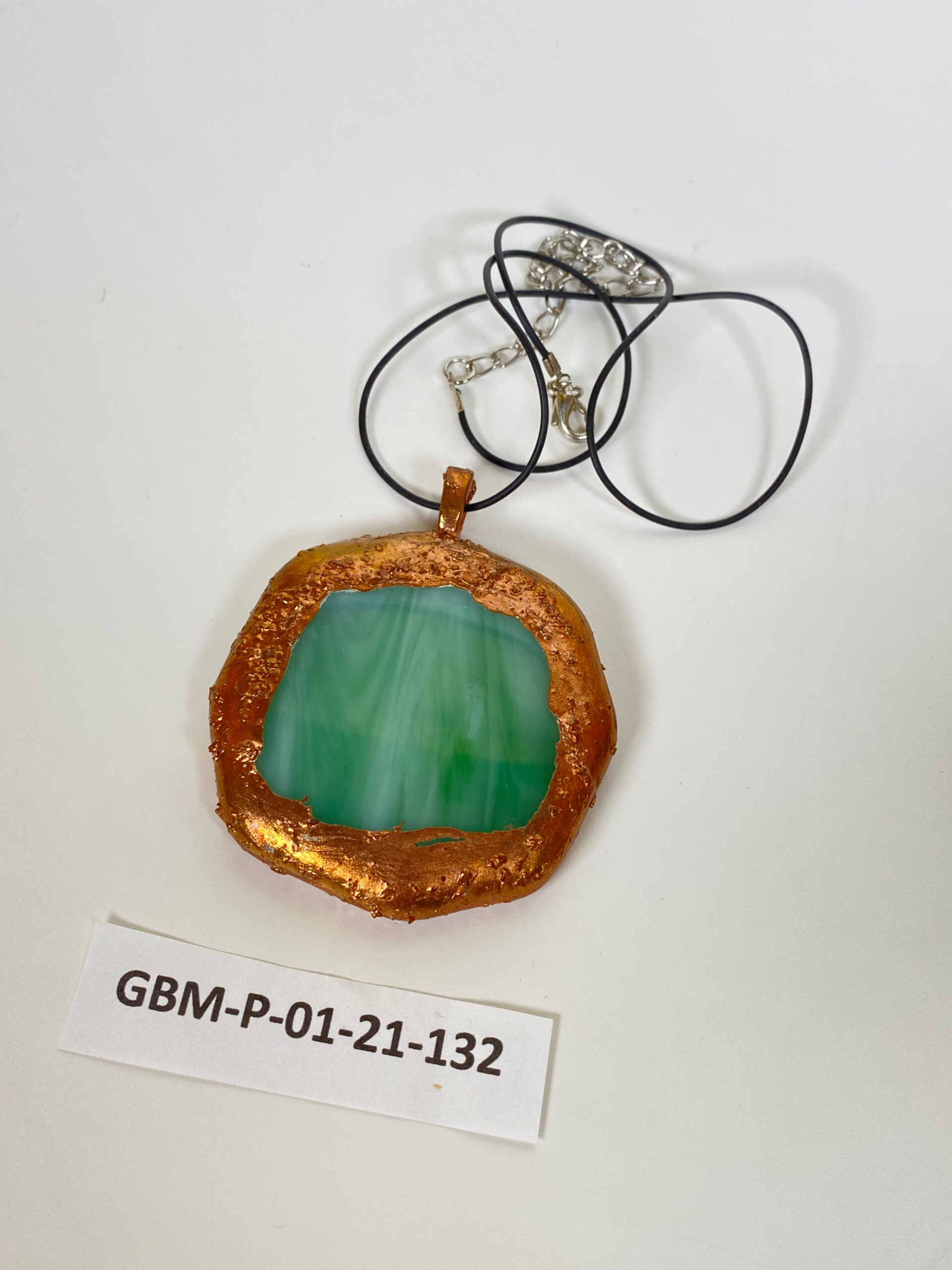 Electroformed Copper Pendant Green Fused Glass (Large) Electroformed Copper Pendant Green Fused Glass (Large)