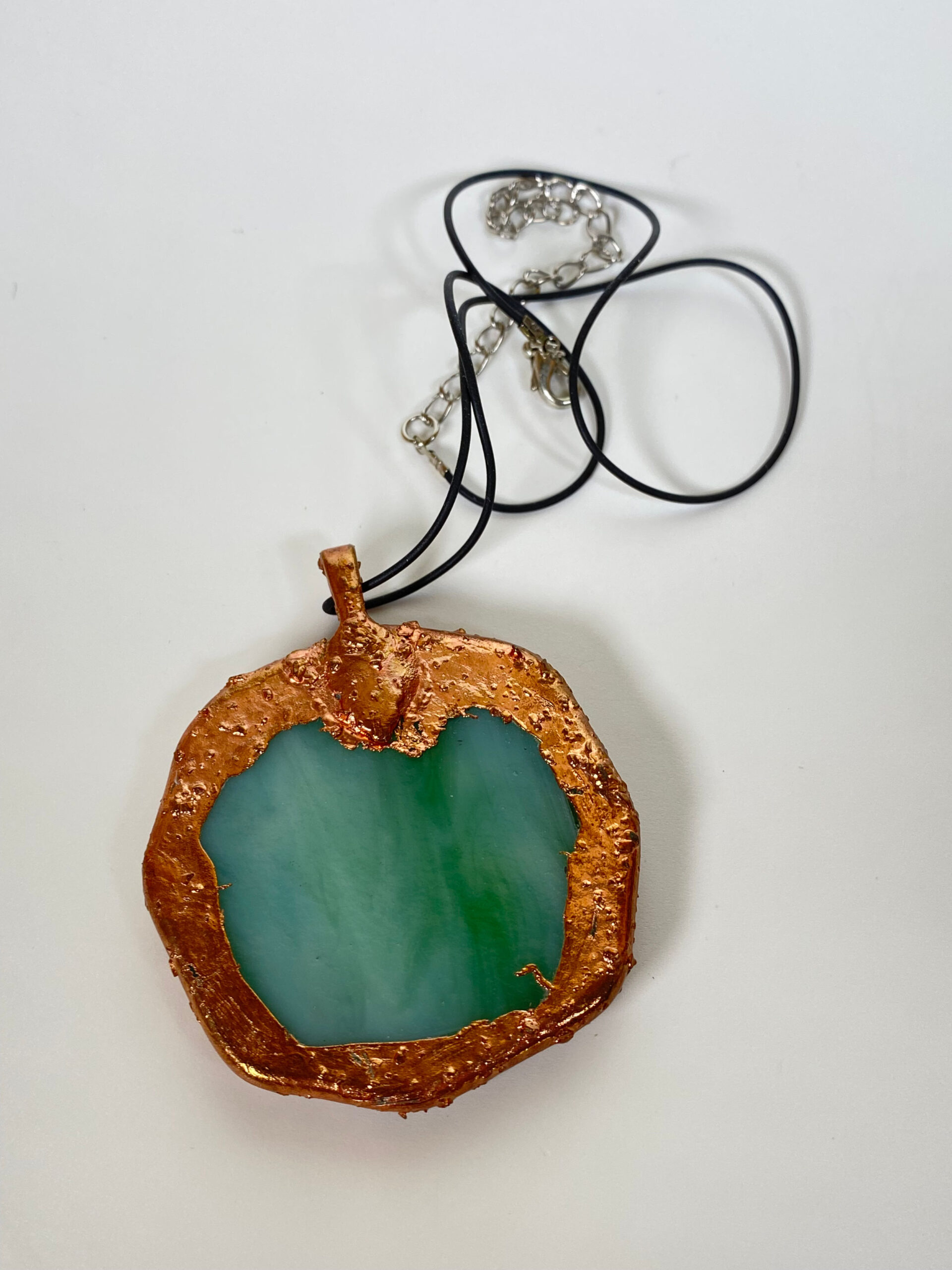 Electroformed Copper Pendant Green Fused Glass (Large) Electroformed Copper Pendant Green Fused Glass (Large)