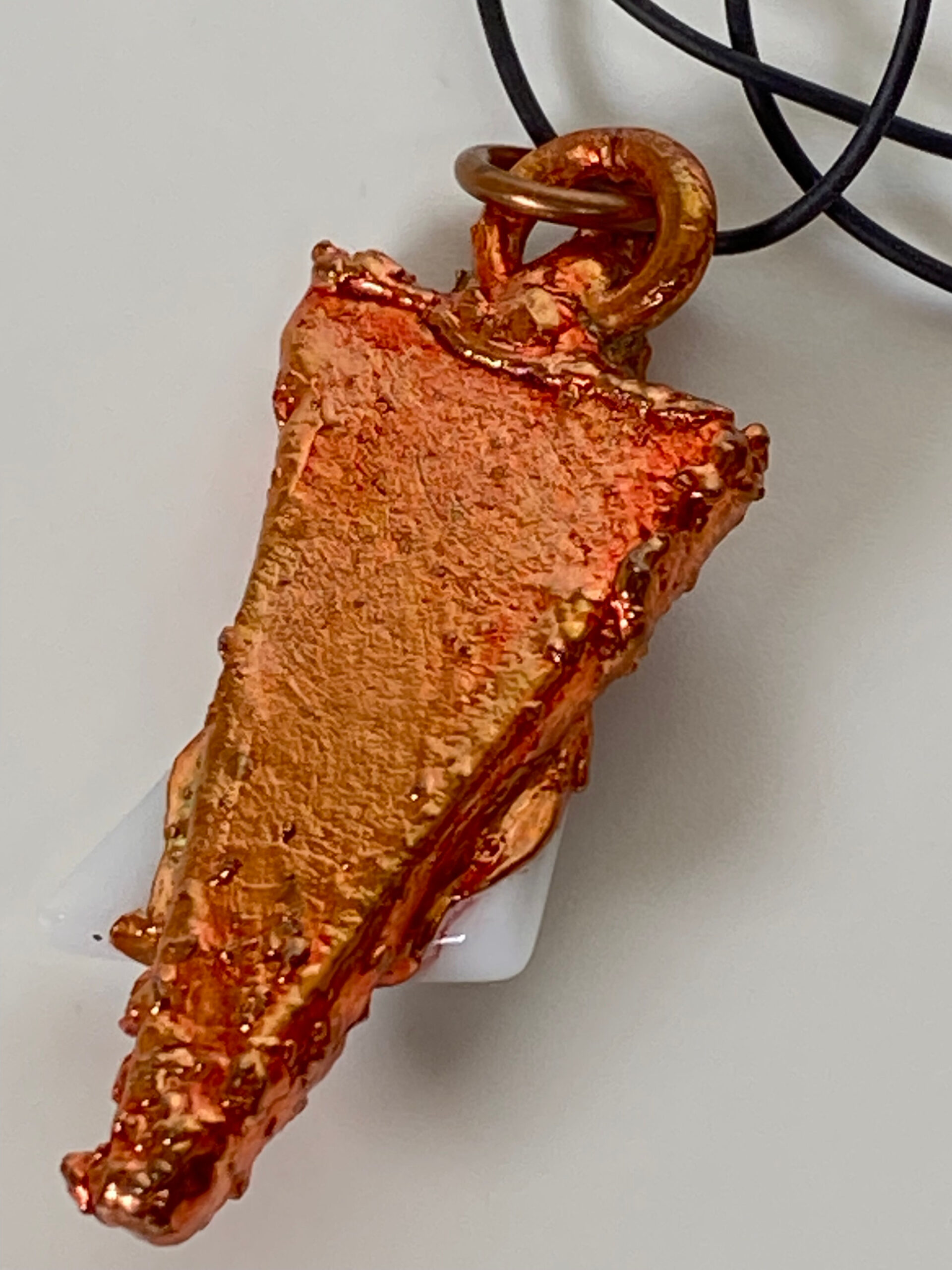 Electroformed Copper Pendant White With Copper Accents And Copper dichroic glass Fused Glass Electroformed Copper Pendant White With Copper Accents And Copper dichroic glass Fused Glass