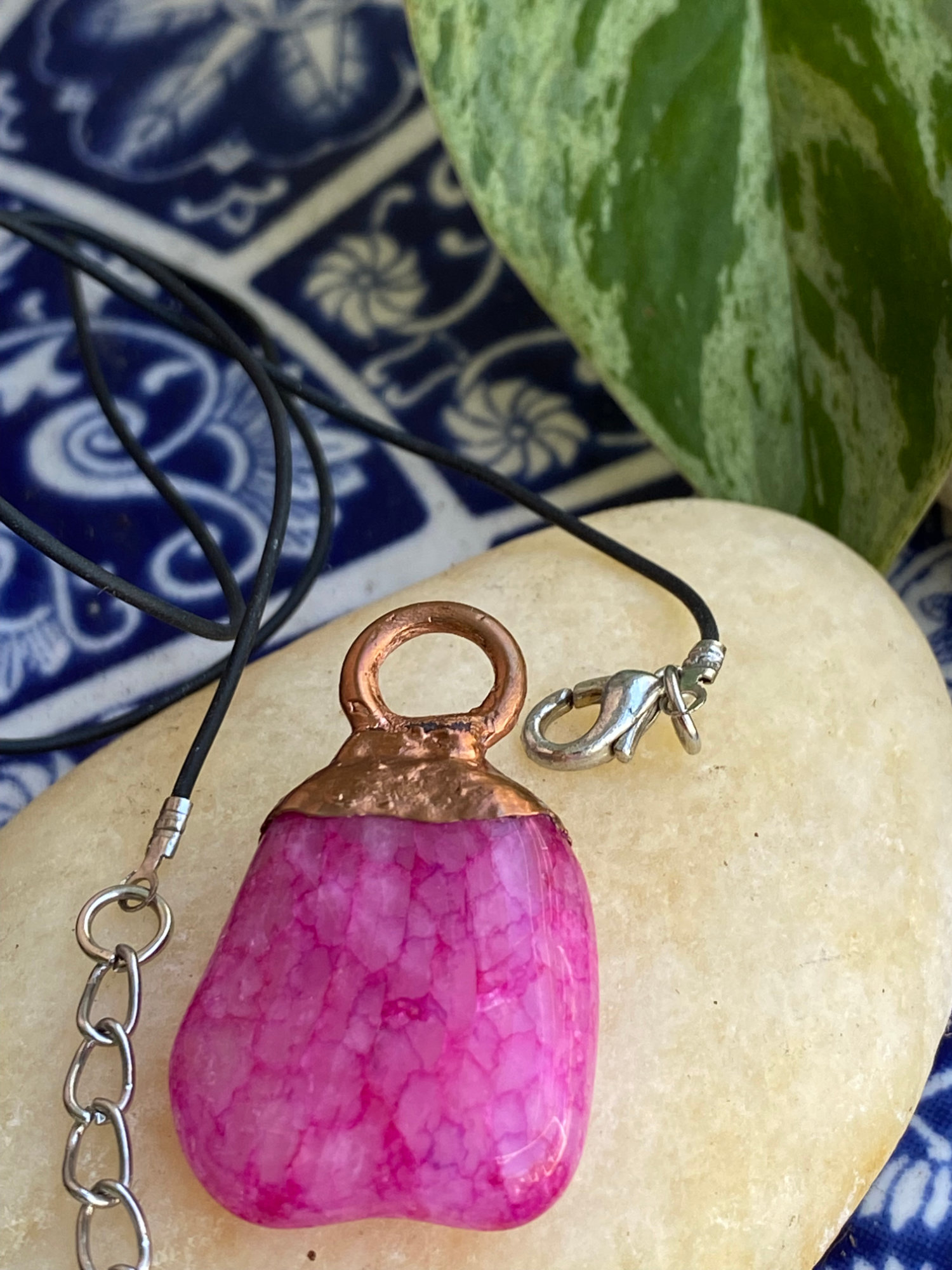 Electroformed Copper Raw Raspberry Rhodolite Pendant Electroformed Copper Raw Raspberry Rhodolite Pendant