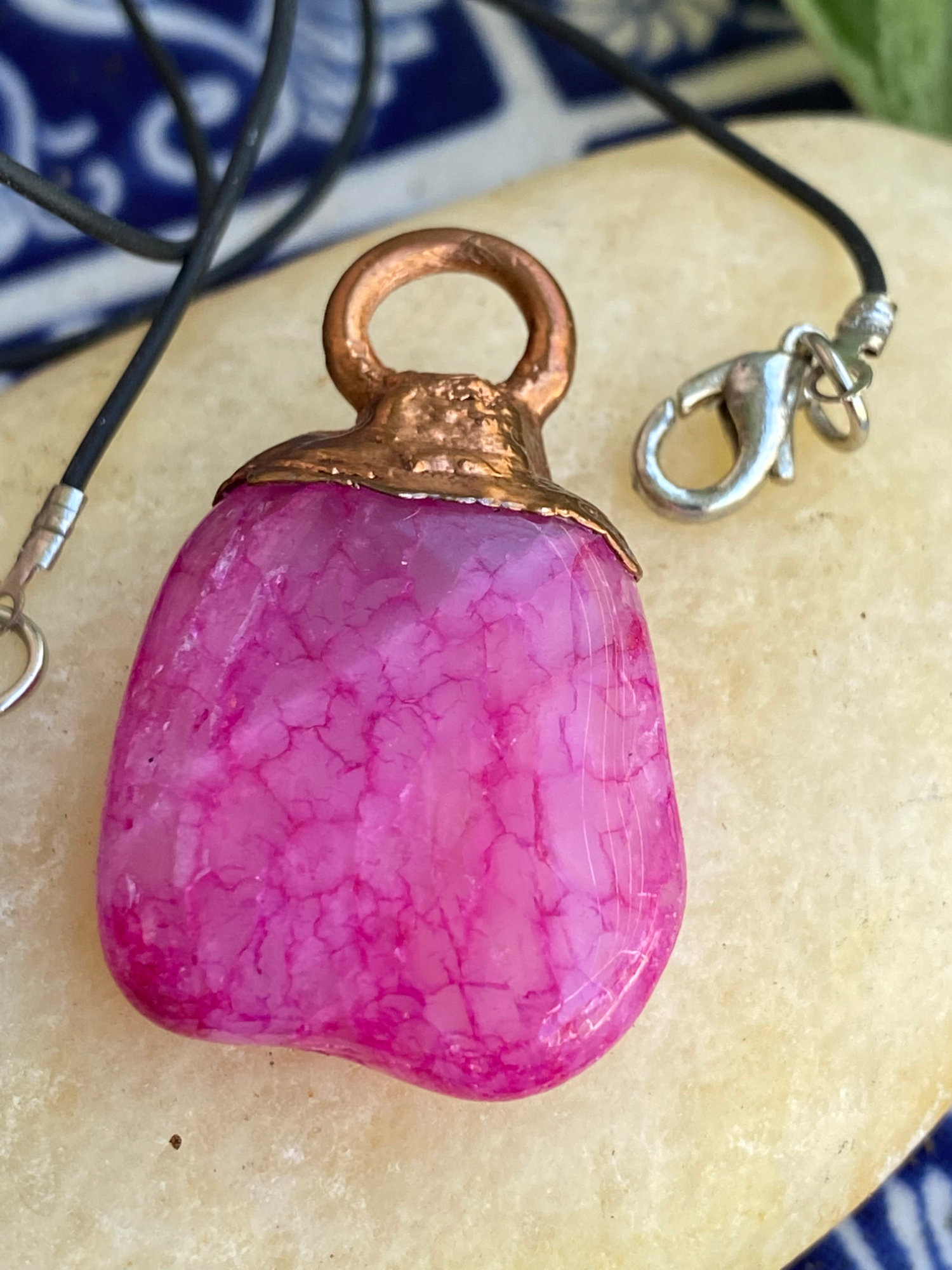 Electroformed Copper Raw Raspberry Rhodolite Pendant Electroformed Copper Raw Raspberry Rhodolite Pendant